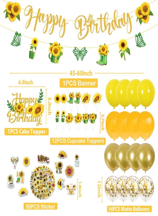 JCOOS Sunflower Party Decorations - Sunflower Birthday Party Decorations Include Balloons Banner Cake Toppers Stickers Sunflower Birthday Decorations for Women and Girls - Image 3